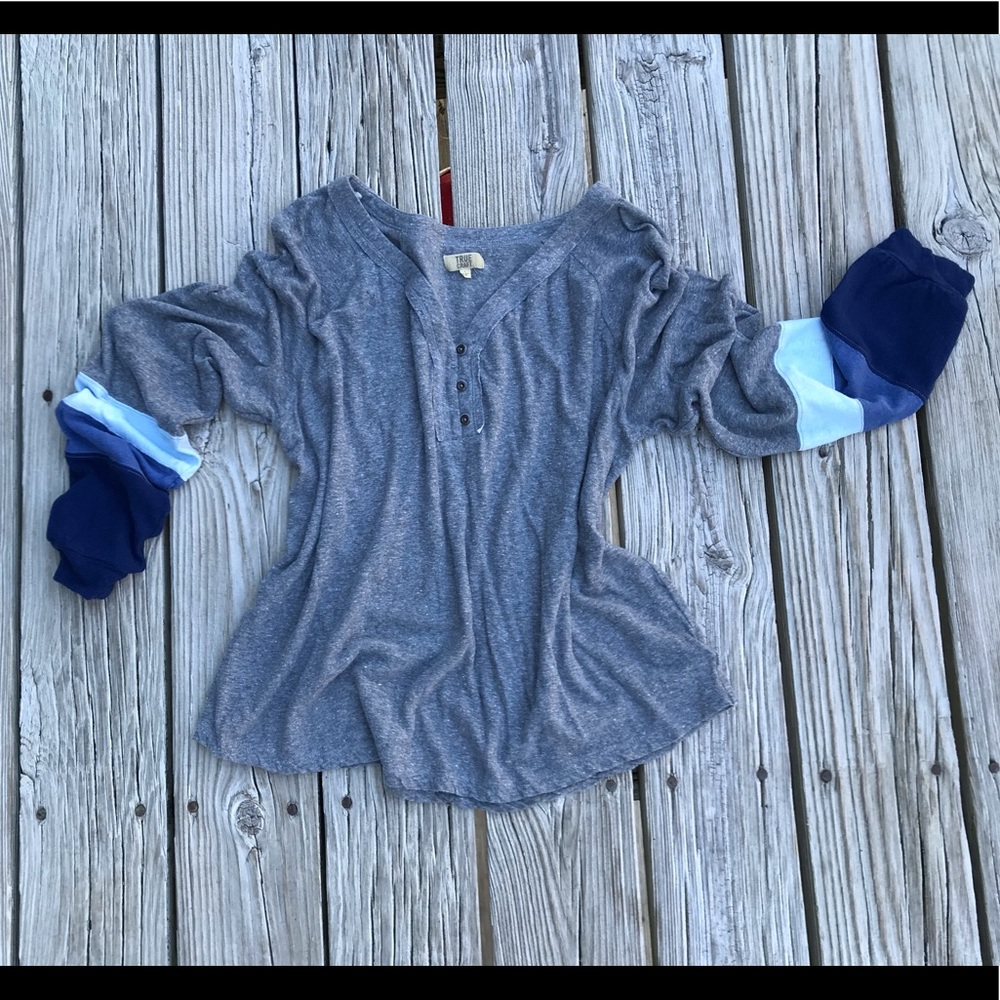 Ladies TRUE CRAFT Colorblock Camp Henley Knit Top Shirt L